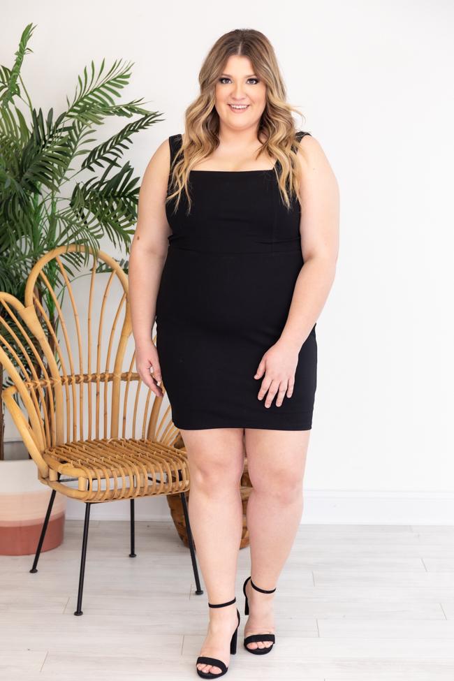 Big City Dreams Square Neck Bodycon Black Dress