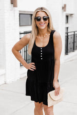 Load image into Gallery viewer, Endless Ideas Black Babydoll Knit Tank Dress
