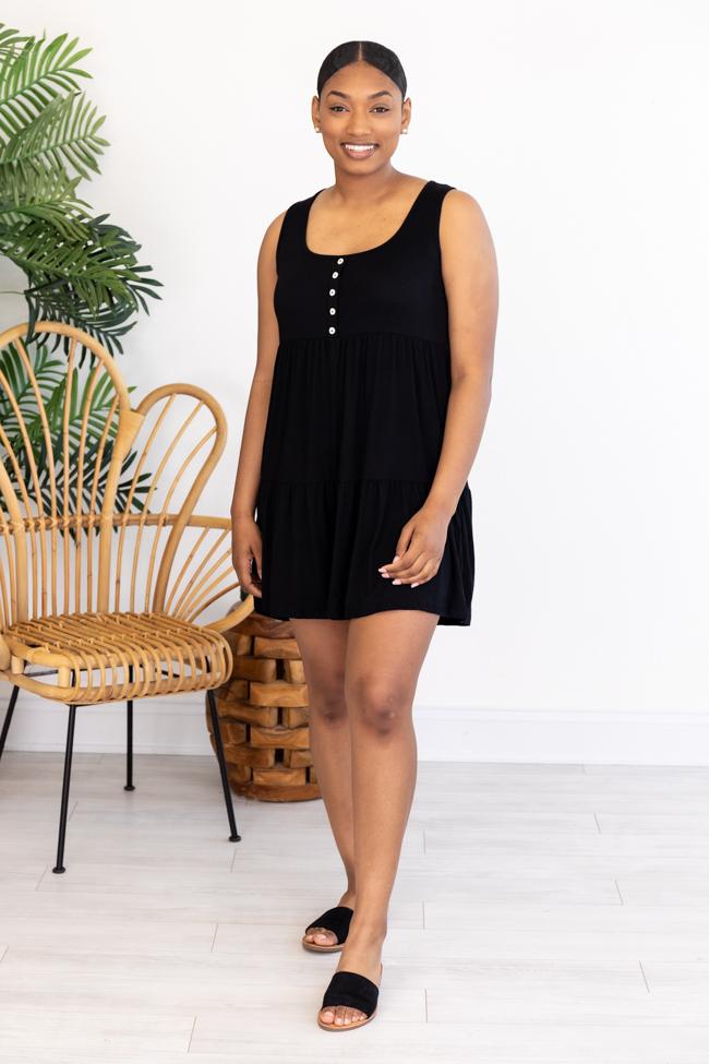 Endless Ideas Black Babydoll Knit Tank Dress