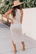 Load image into Gallery viewer, Adored By You Oatmeal Ribbed Midi Tank Dress
