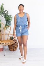Load image into Gallery viewer, Walking Away Navy Romper
