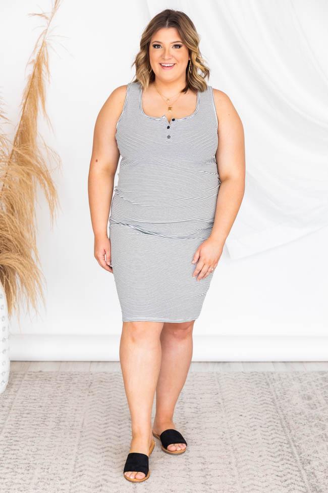 Favorite Records Black/White Stripe Midi Tank Dress