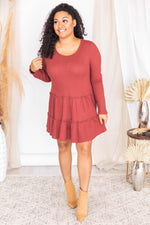 Load image into Gallery viewer, Chasing Sunrises Brick Tiered Babydoll Dress
