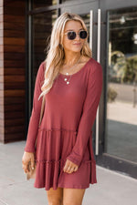 Load image into Gallery viewer, Chasing Sunrises Brick Tiered Babydoll Dress
