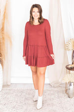 Load image into Gallery viewer, Chasing Sunrises Brick Tiered Babydoll Dress
