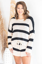 Load image into Gallery viewer, Wonder Often Black Stripe Sweater
