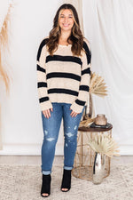 Load image into Gallery viewer, Wonder Often Black Stripe Sweater

