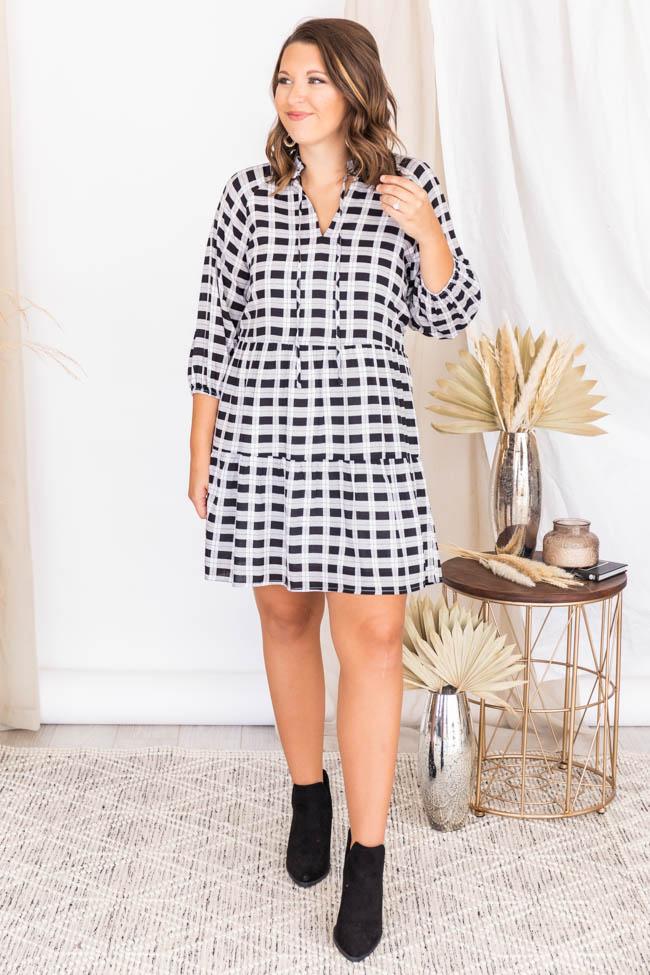 Infinite Ideas Black Plaid Dress