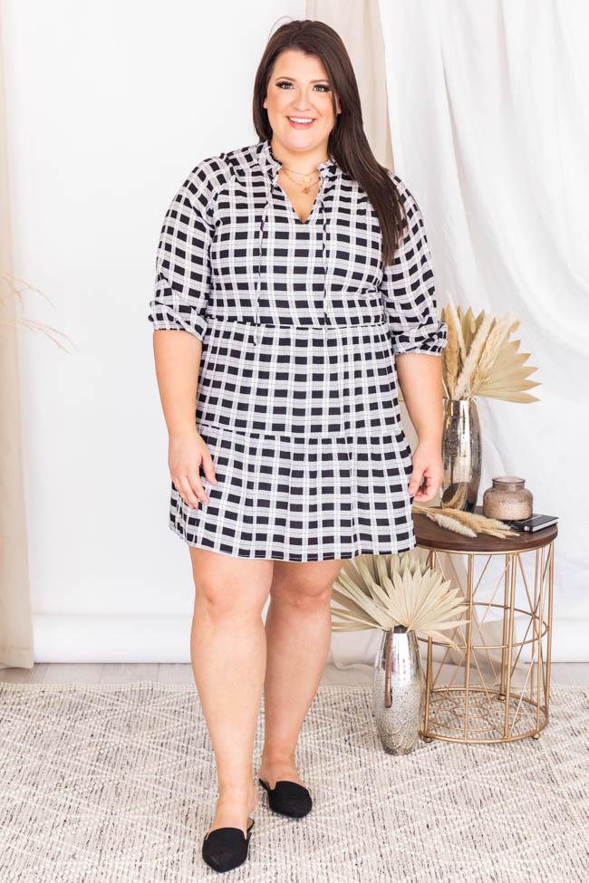 Infinite Ideas Black Plaid Dress