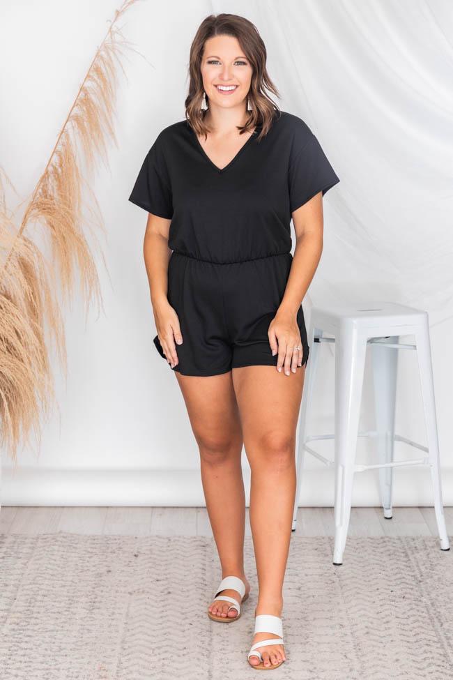 Perfectly Imperfect Black V-Neck Romper