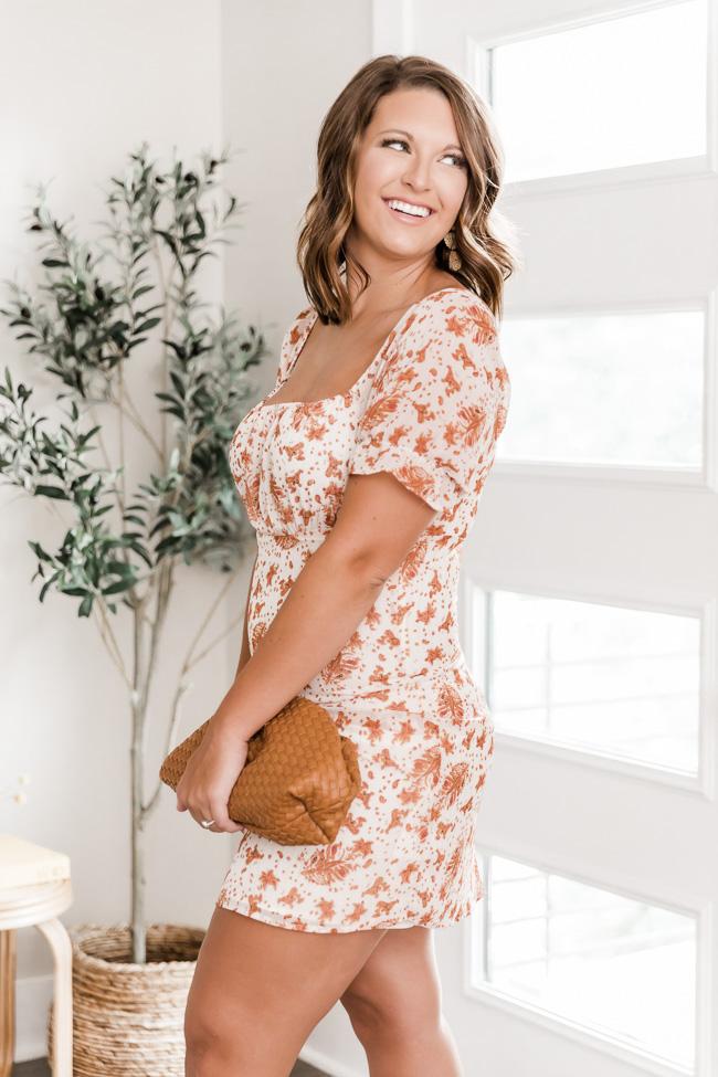 Wild Flower Love Floral Ruched Cream Dress