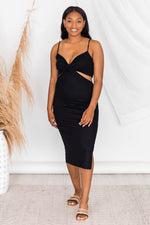 Load image into Gallery viewer, Hit The Dance Floor Black Cut Out Midi Dress
