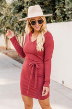Load image into Gallery viewer, Spend The Weekend Ribbed Knit Mini Red Dress
