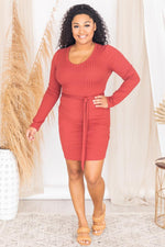 Load image into Gallery viewer, Spend The Weekend Ribbed Knit Mini Red Dress
