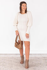 Load image into Gallery viewer, Need More Time Ivory Long Sleeve Knit Dress
