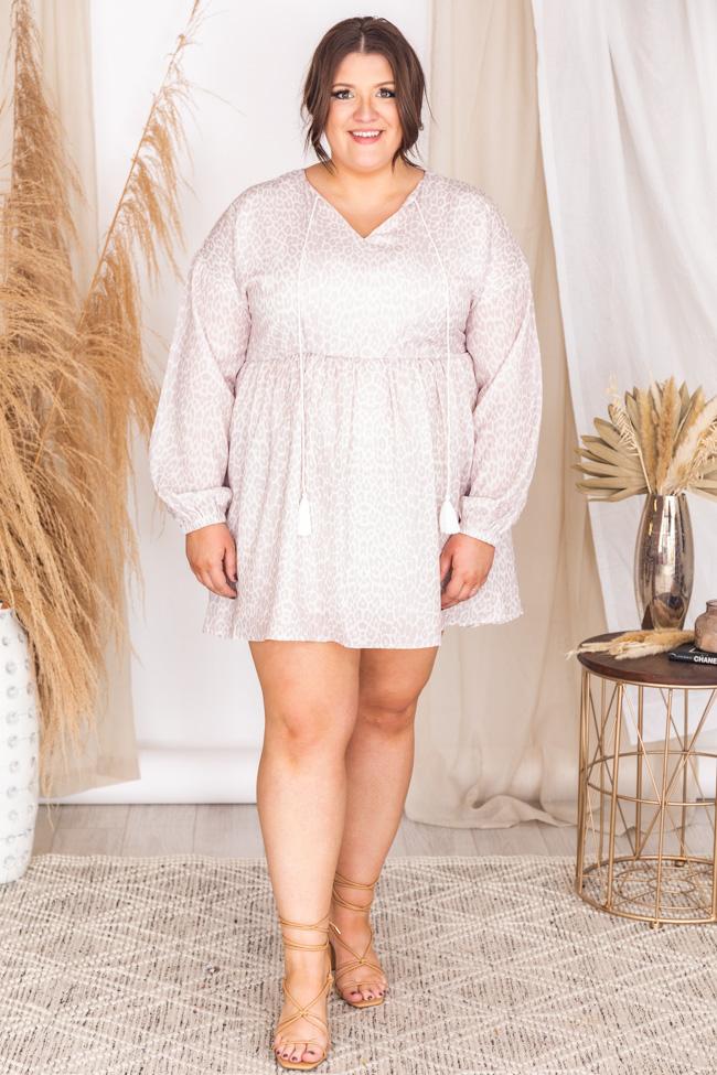 What's Happening Beige Animal Print Dress