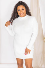 Load image into Gallery viewer, Makes Sense Ivory Textured Turtleneck Sweater Dress
