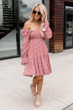 Load image into Gallery viewer, Following A Shadow Red Smocked Floral Dress
