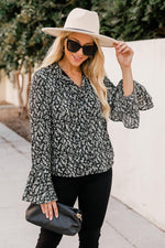Load image into Gallery viewer, Fields Of Dreams Black Floral Button Front Blouse
