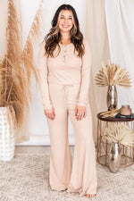 Load image into Gallery viewer, Casually Cool Taupe Ribbed Flare Pants FINAL SALE

