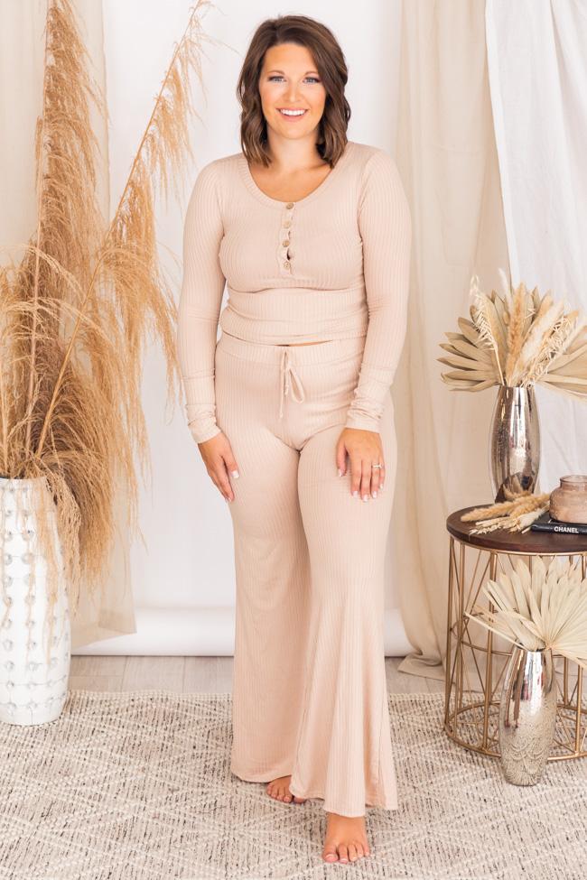 Casually Cool Taupe Ribbed Flare Pants FINAL SALE