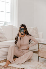 Load image into Gallery viewer, Casually Cool Taupe Ribbed Flare Pants FINAL SALE
