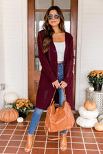 Load image into Gallery viewer, Chance To Change Wine Cable Knit Cardigan
