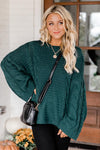Caught By Surprise Green Cable Knit Sweater