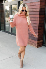 Load image into Gallery viewer, Stay Or Leave Orange Turtleneck Sweater Dress
