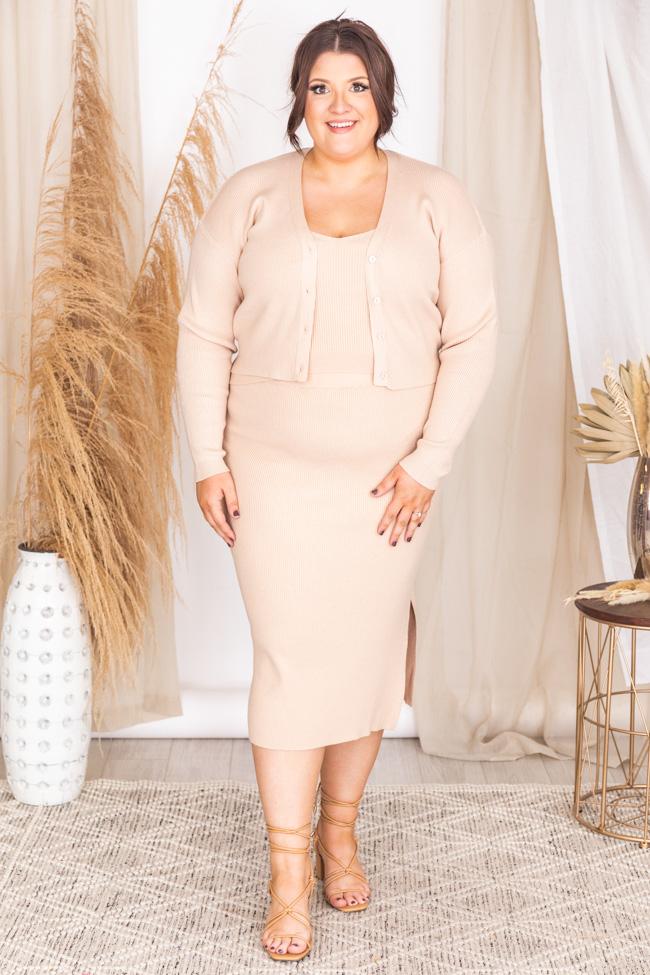 Day to Night Beige Ribbed Cardigan