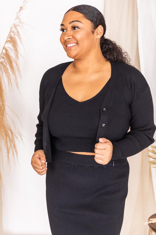 Day to Night Black Ribbed Cardigan