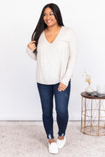 Load image into Gallery viewer, Continue On Oatmeal Babydoll Blouse
