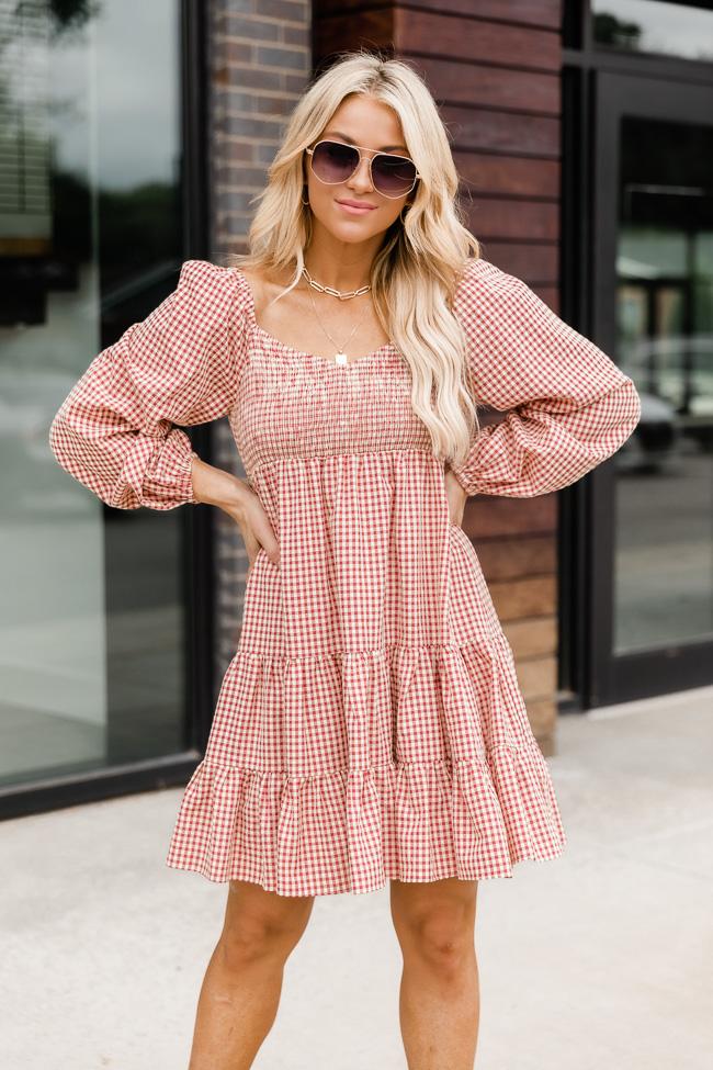 Apple Picking Red Gingham Mini Dress