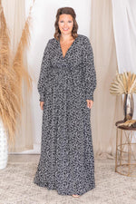 Load image into Gallery viewer, Stealing the Night Black Floral Maxi Dress
