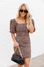 Load image into Gallery viewer, Life Of The Party Multi Puff Sleeve Tweed Dress
