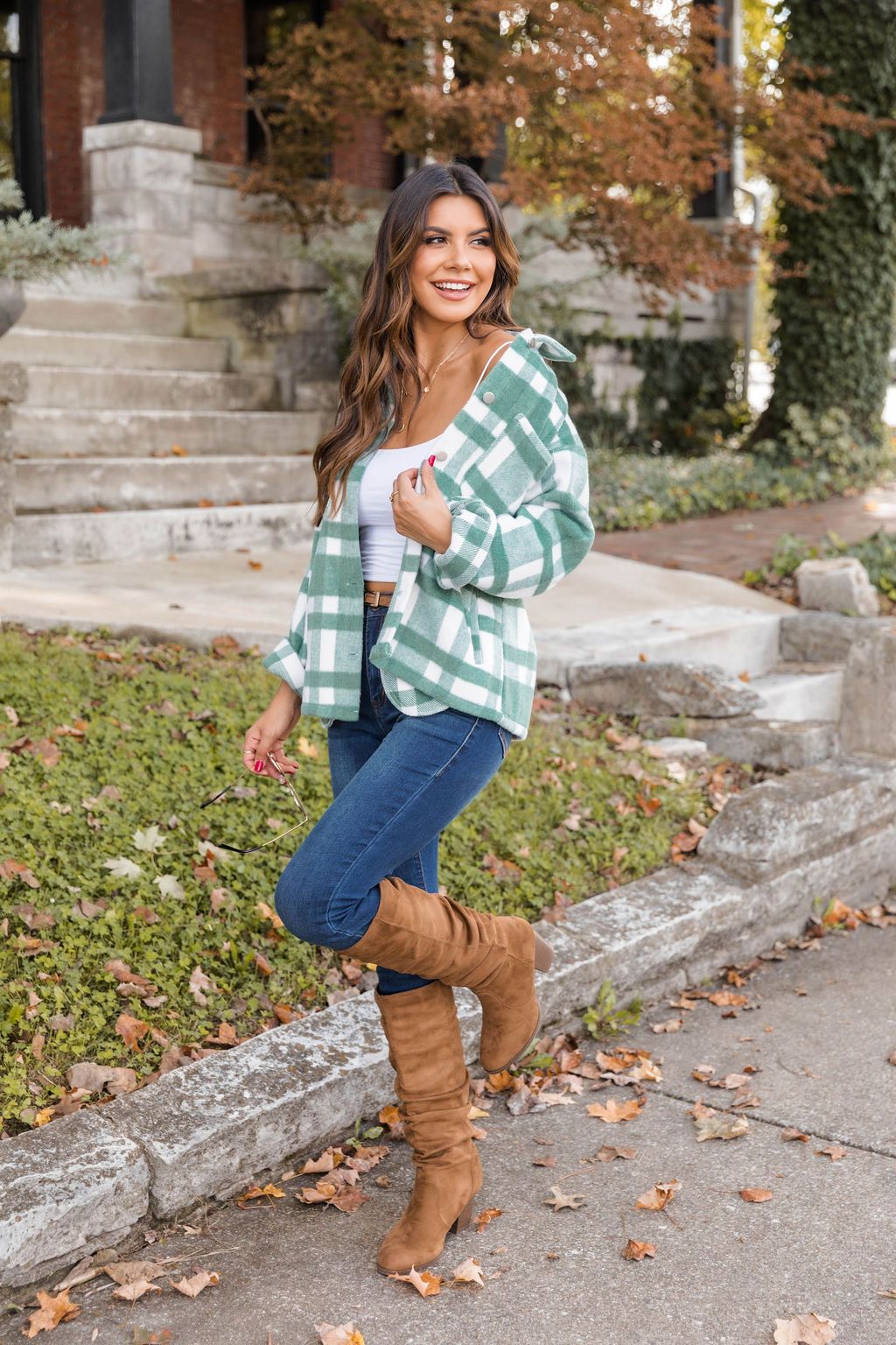 Explore With Me Green Plaid Jacket