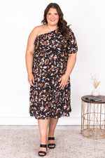 Load image into Gallery viewer, On Repeat Floral One Shoulder Ruffle Maxi Dress Black

