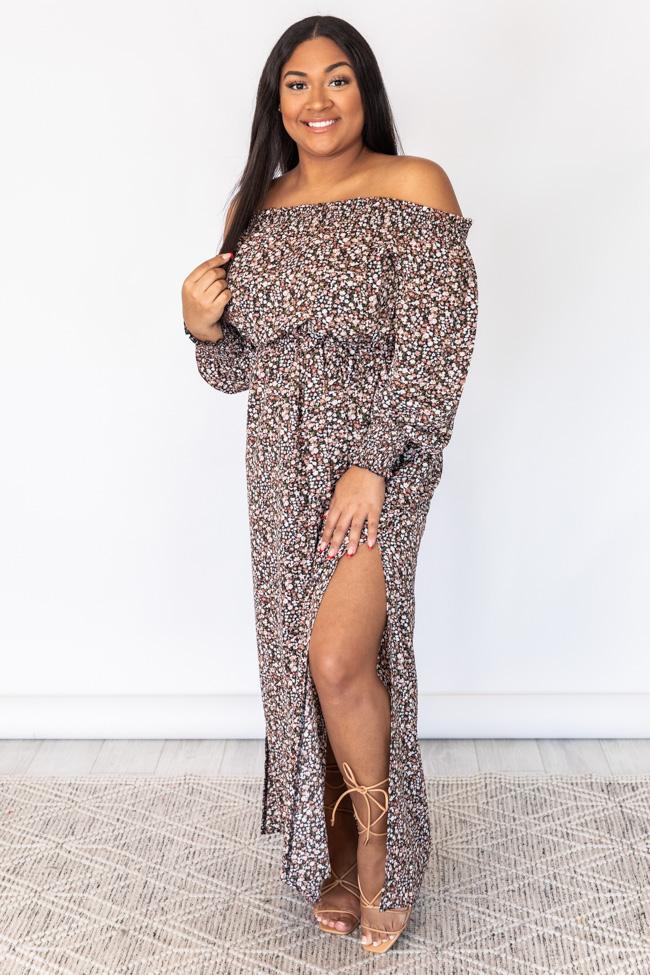 Crossed The Line Black Off The Shoulder Floral Maxi Dress