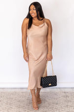 Load image into Gallery viewer, Dancing With Strangers Taupe Maxi Slip Dress
