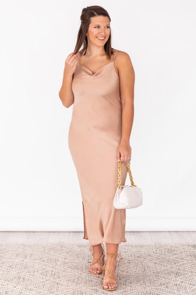 Dancing With Strangers Taupe Maxi Slip Dress