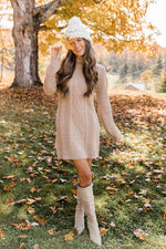 Load image into Gallery viewer, CAITLIN COVINGTON X PINK LILY The Carla Mocha Cable Knit Sweater Dress
