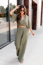 Load image into Gallery viewer, Phone Call Away Green Wide Leg Pants
