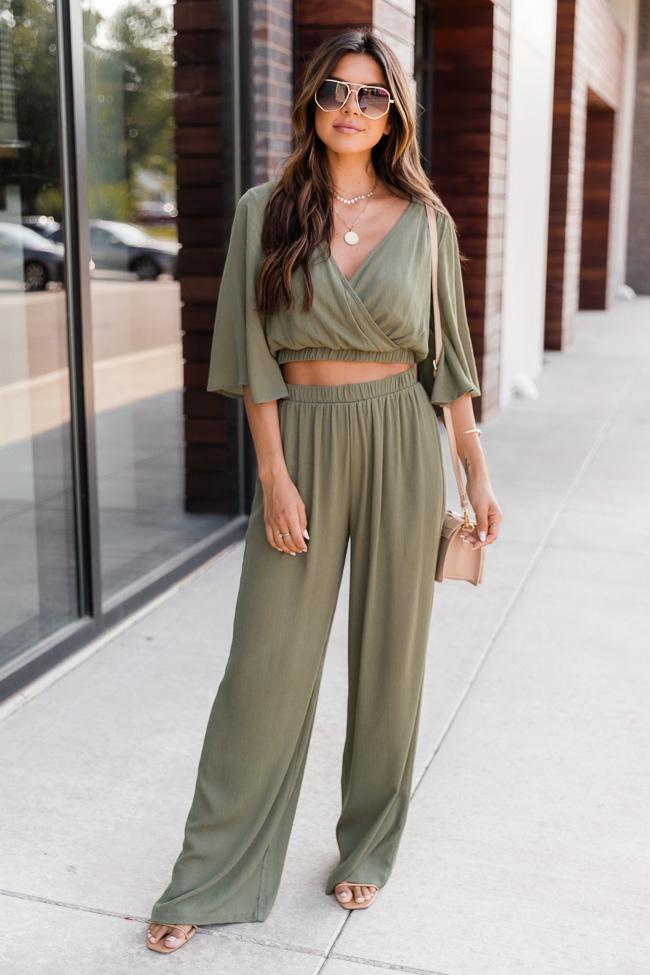 Phone Call Away Green Wide Leg Pants