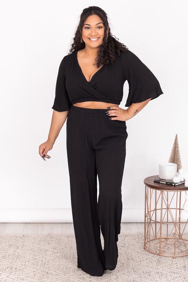 Phone Call Away Black Wide Leg Pants