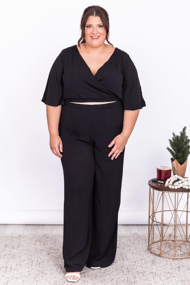 Phone Call Away Black Wide Leg Pants