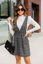 Load image into Gallery viewer, Unthinkable Thoughts Grey Jacquard Plaid Jumper
