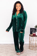 Load image into Gallery viewer, Asking Again Green Velvet Button Front Lounge Top
