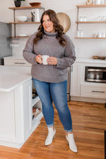 Load image into Gallery viewer, Make The Trip Grey Diamond Textured Turtleneck Sweater
