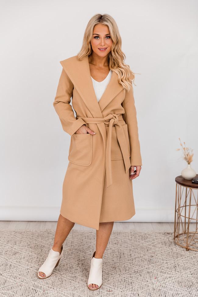 CAITLIN COVINGTON X PINK LILY The Kennedy Camel Belted Coat