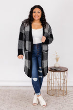 Load image into Gallery viewer, Bring It Right Back Black Buffalo Plaid Cardigan
